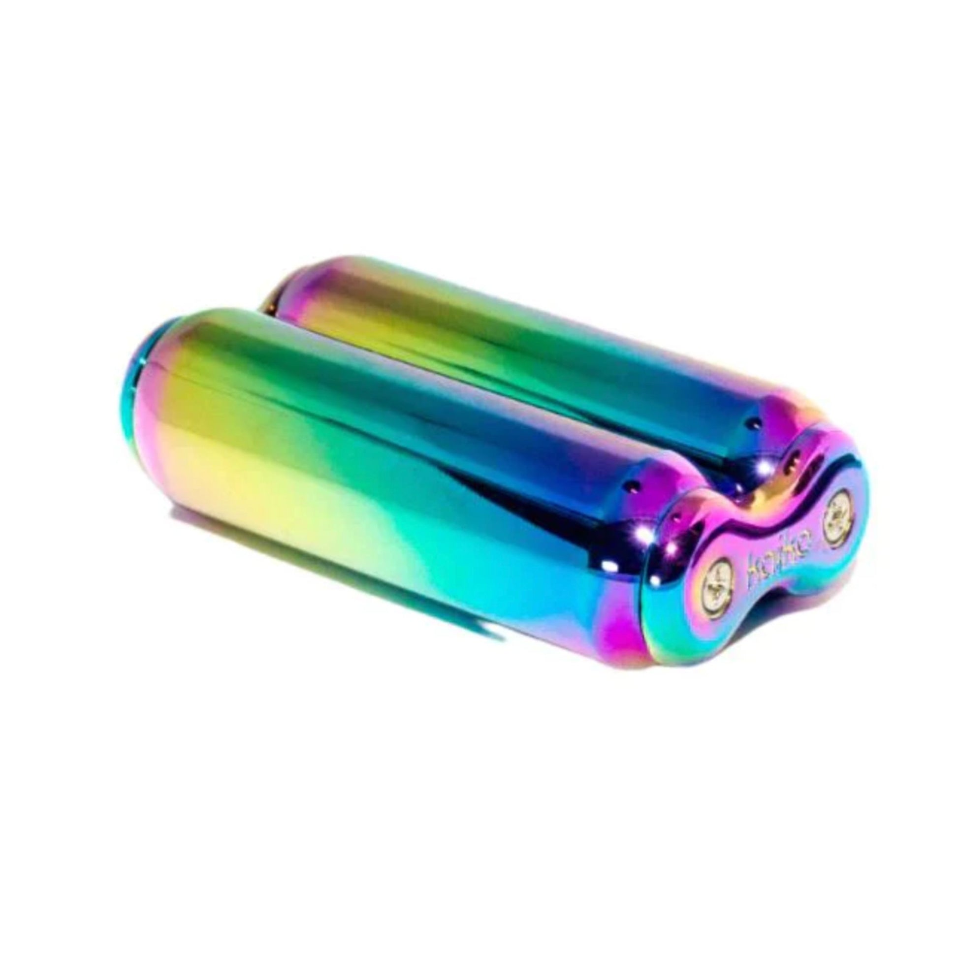 Close up of 180 gram hand roller fidget by Kaiko in Oil Slick Smooth