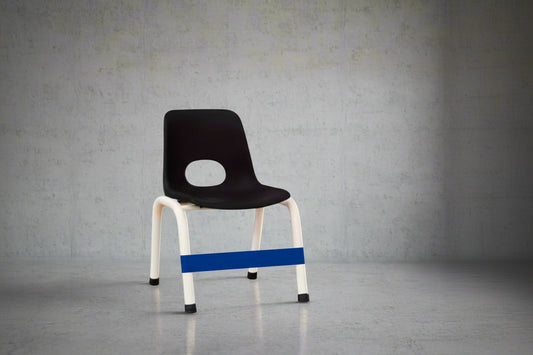 Black Sensory Chair Fidget Band on a black and white chair against a neutral background