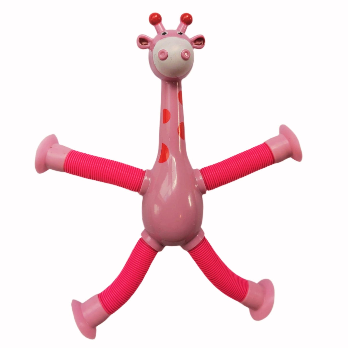 Giraffe Pop Tube Fidget Suction Toy in assorted colours in Pink