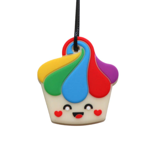 Jellystone Designs Chew Necklace Cupcake Rainbow Bright chewie pendant