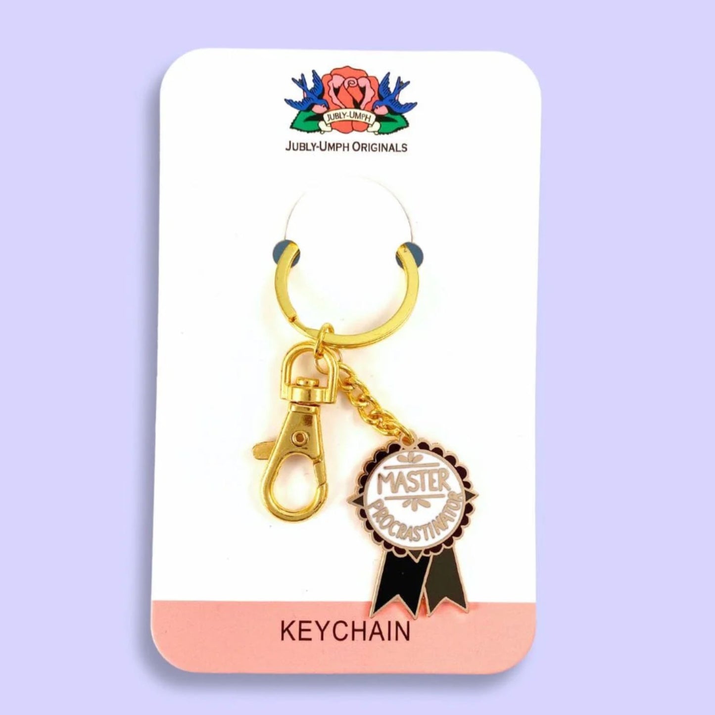 Jubly Umph Master Procrastinator Keychain on card