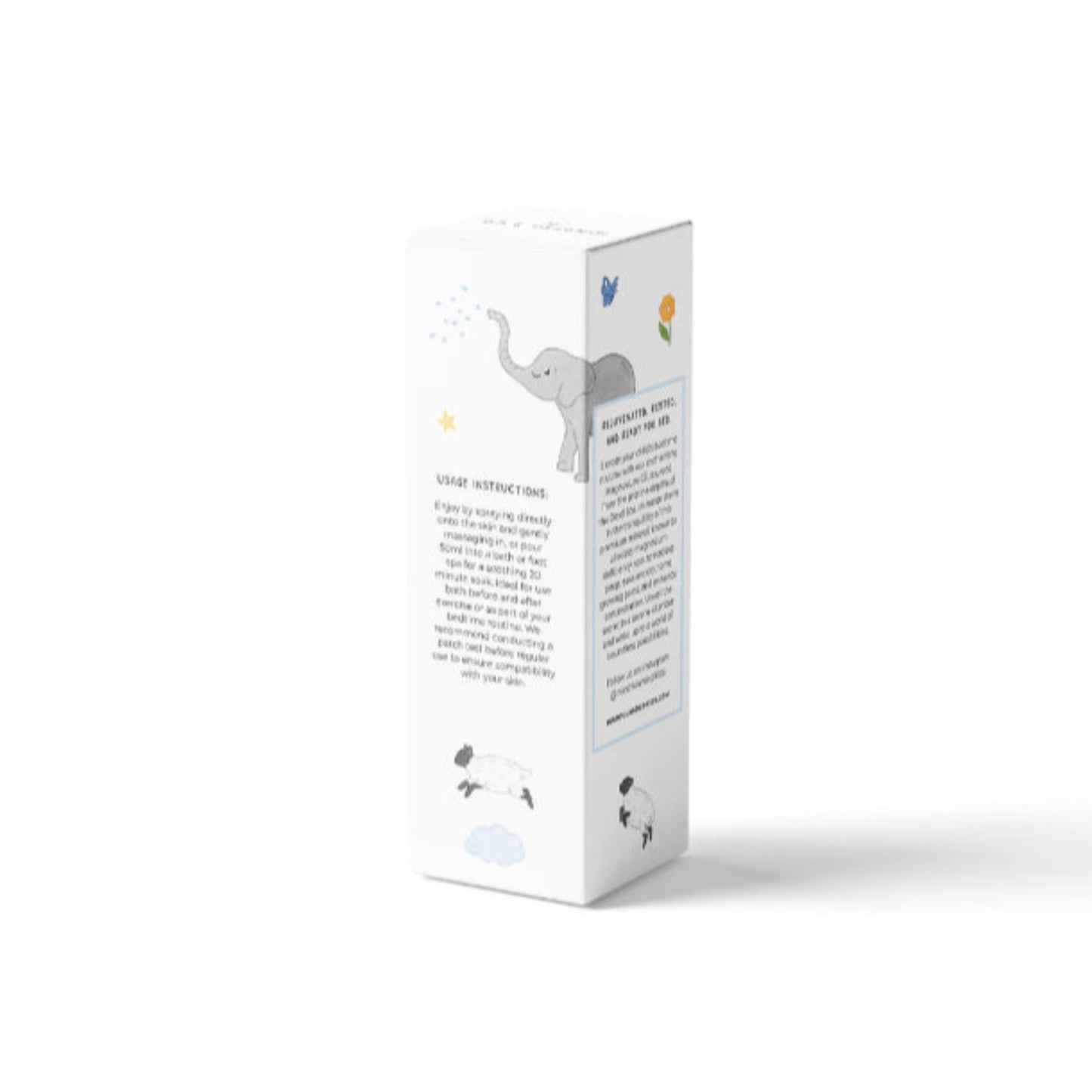 Back of the box of Mindful & Co Kids Calming Magnesium Oil