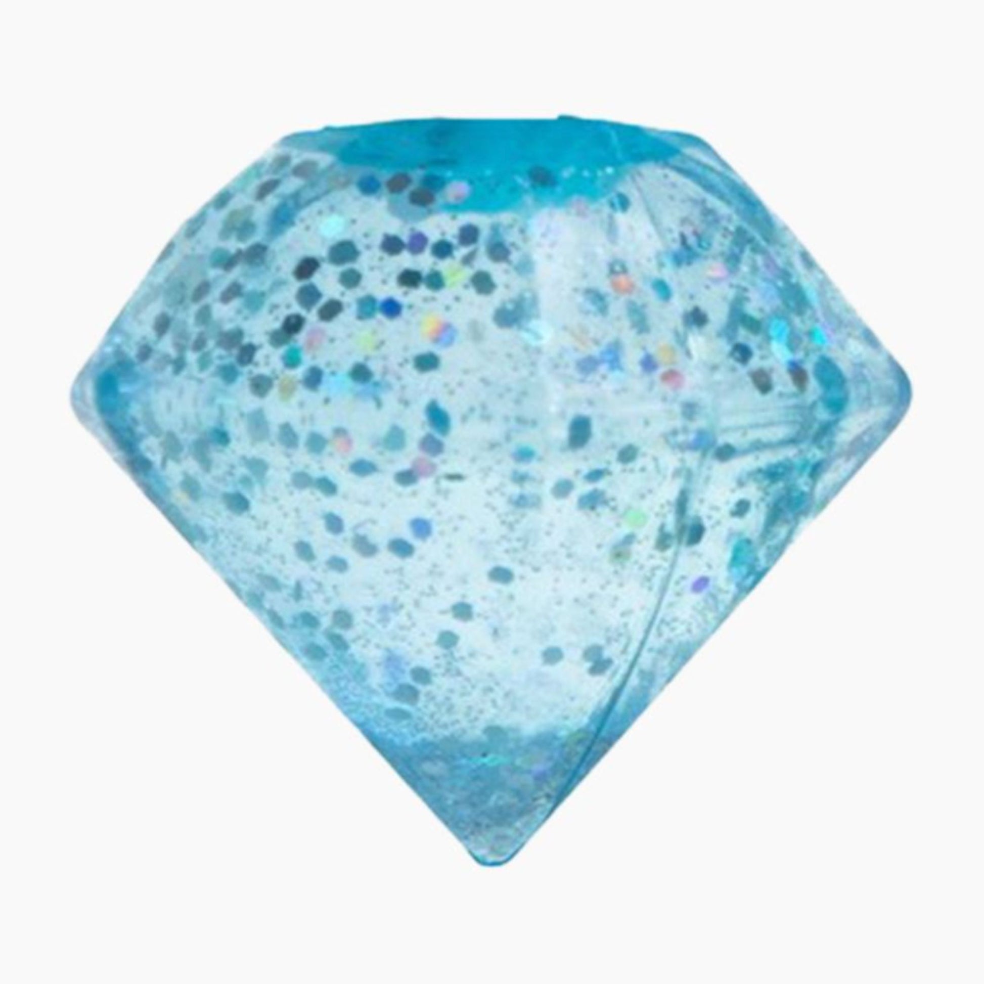 Blue NeeDoh Groovy Jewel diamond-shaped squishy ball with a glittery texture on a white background