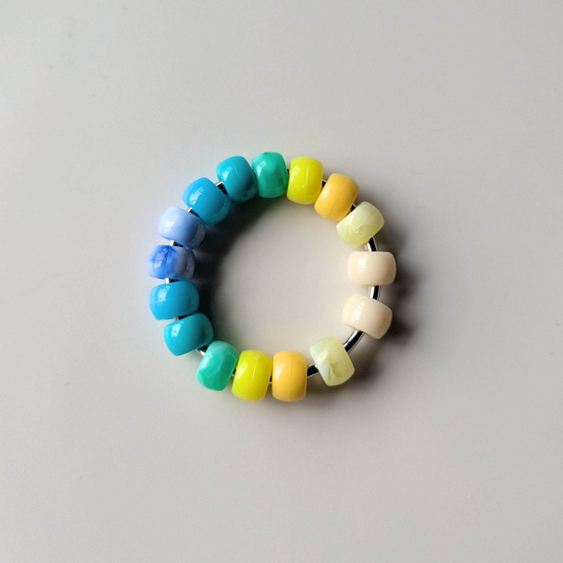 Pacific Pop Roller Handmade Beaded Fidget in Yellow and Blue