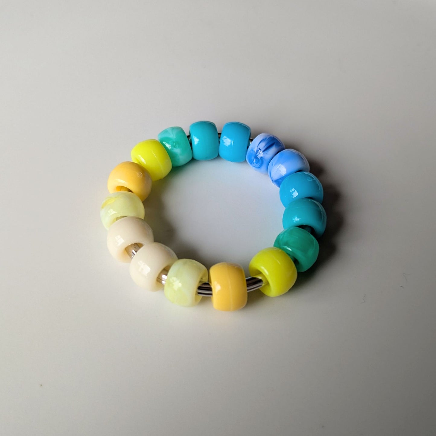 Pacific Pop Roller Handmade Beaded Fidget in Yellow and Blue