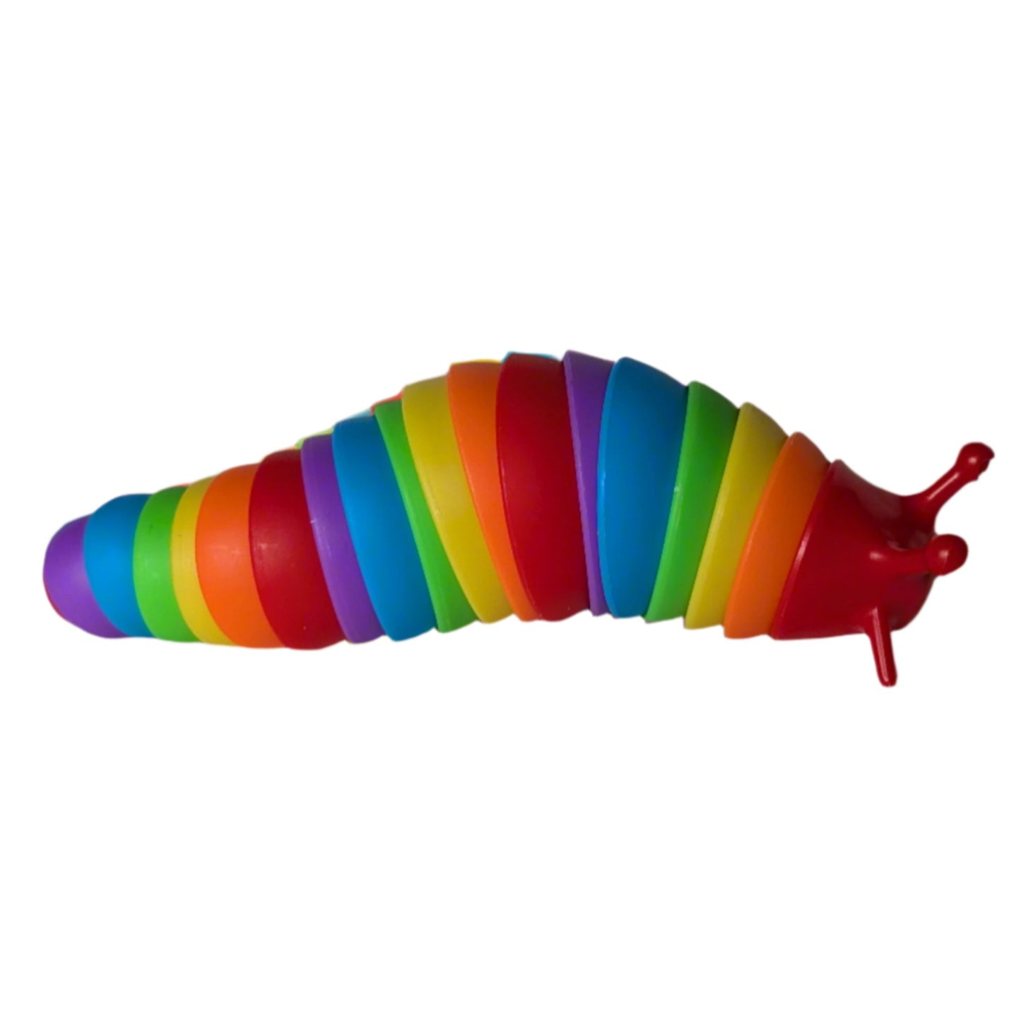 Rainbow Sensory Slug Fidget Toy with red head