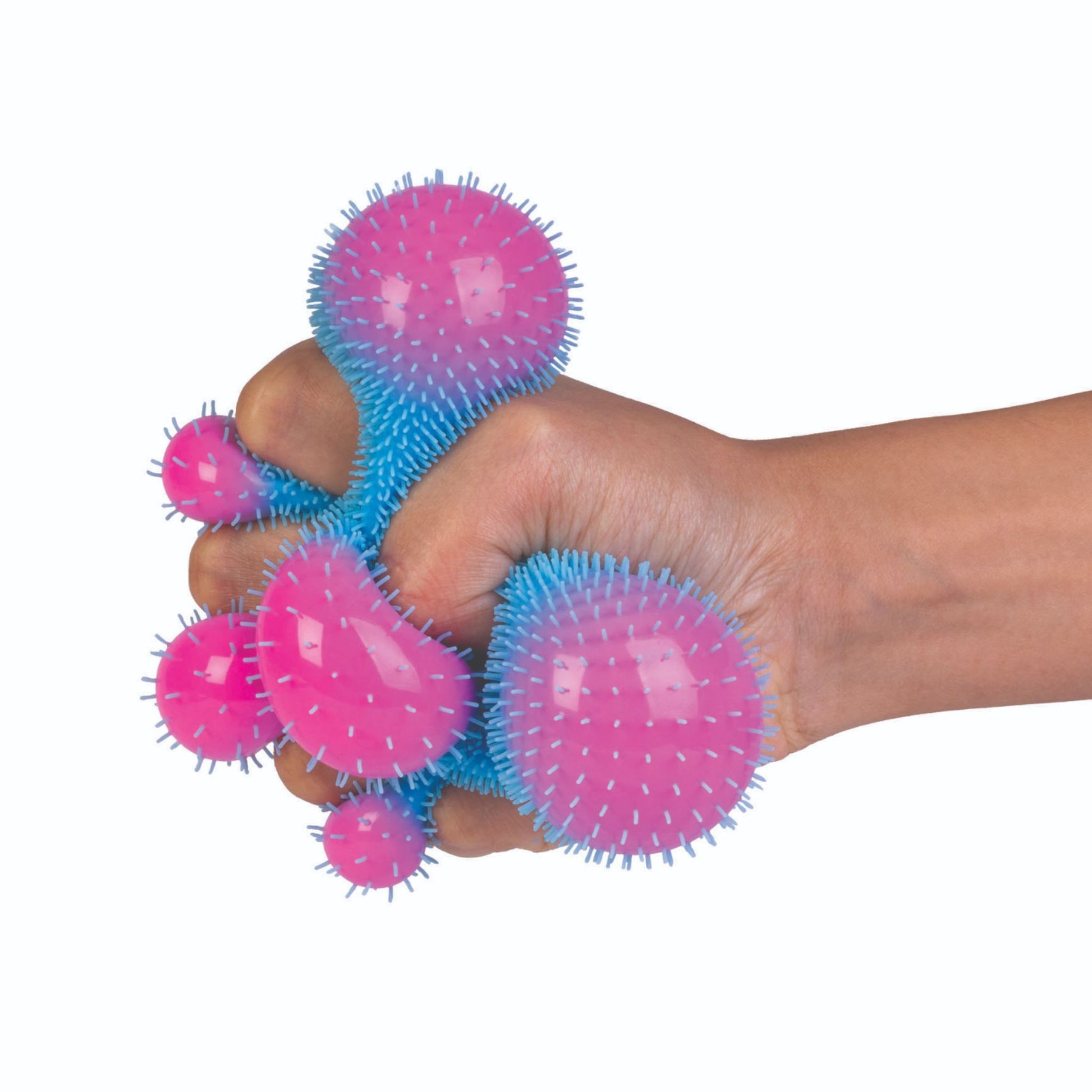 Smooshos Colour Change Furry Ball Stress Ball changing from Blue to Pink