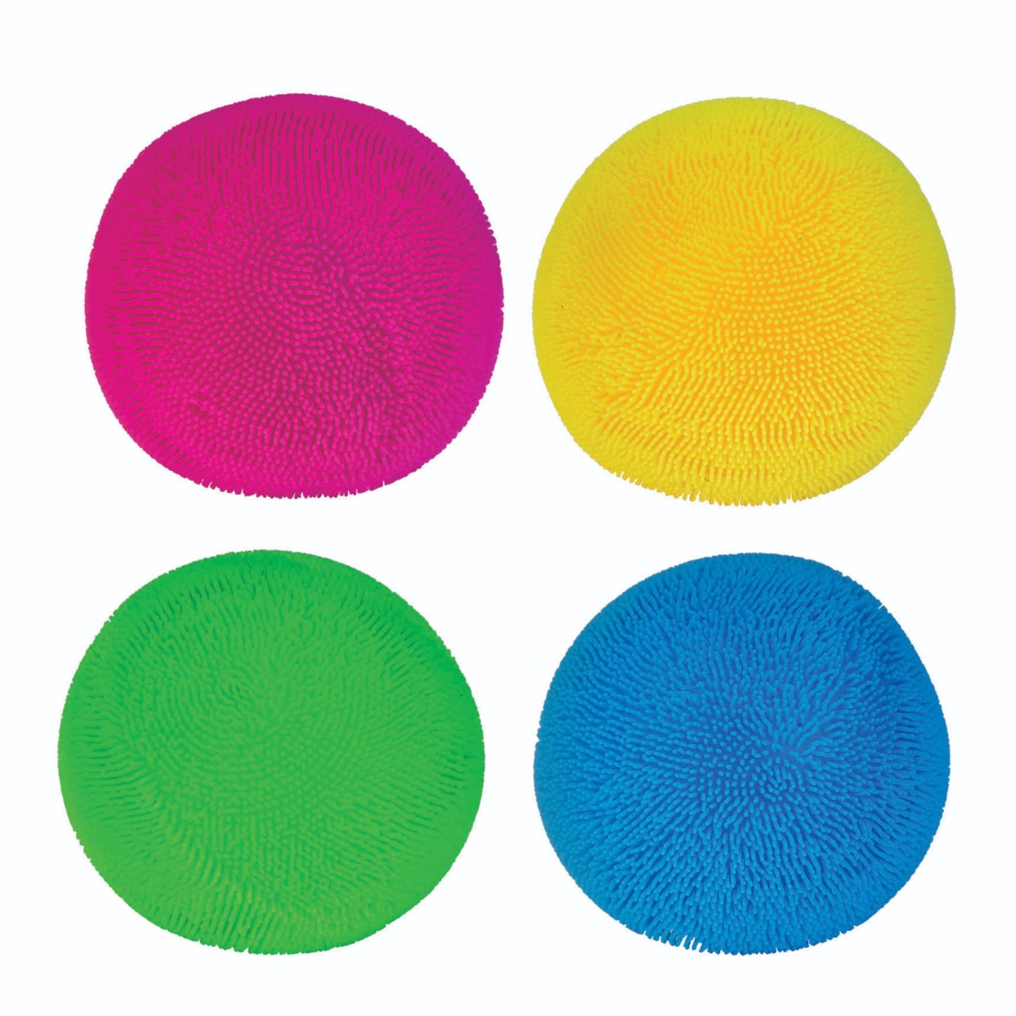 Smooshos Colour Change Furry Ball Stress Ball in pink, yellow, green and blue