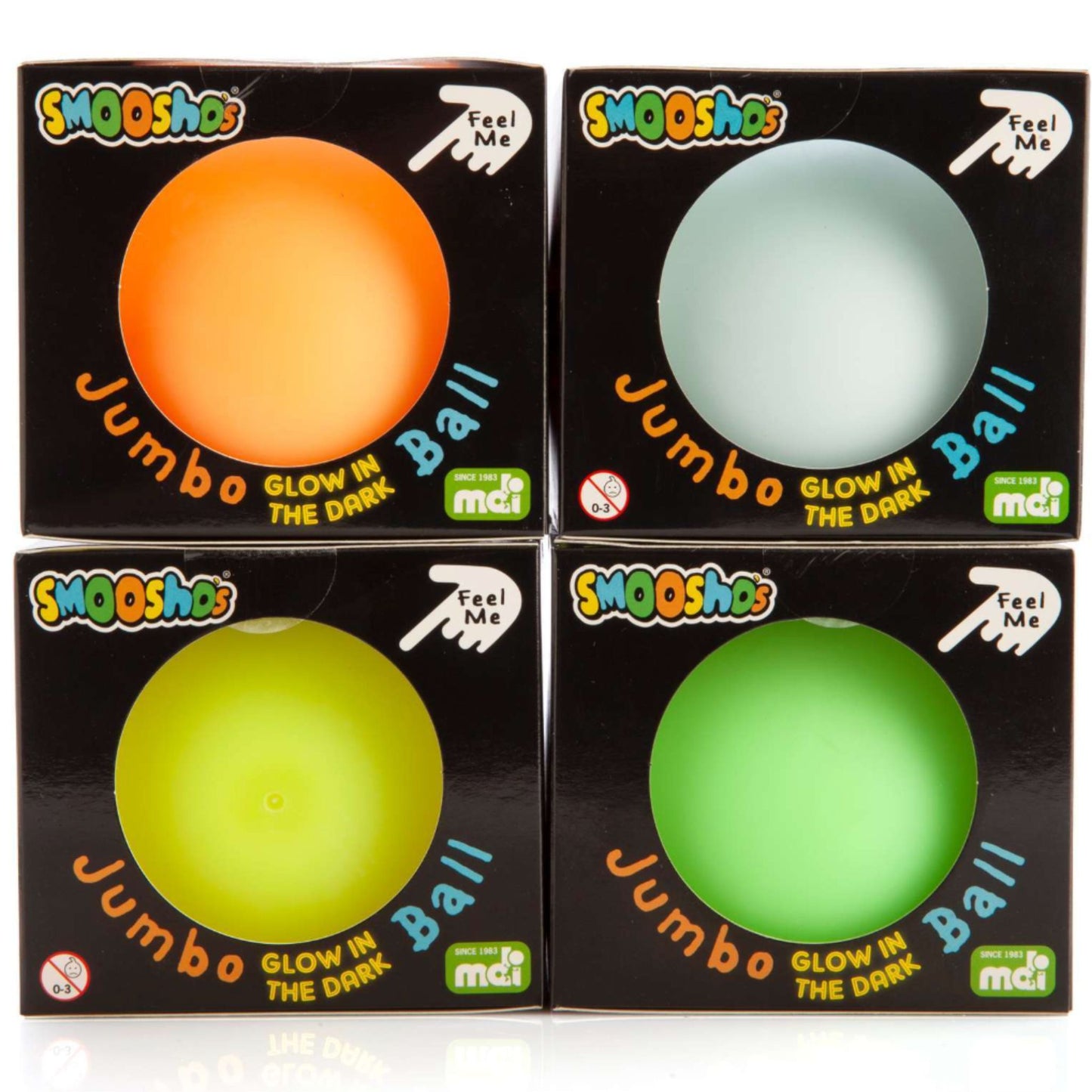Smooshos Jumbo Glow in the Dark Ball stress ball in boxes