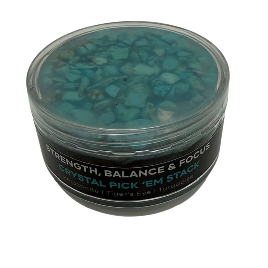 Container with Kaiko turquoise crystals and stone silicone picking pads