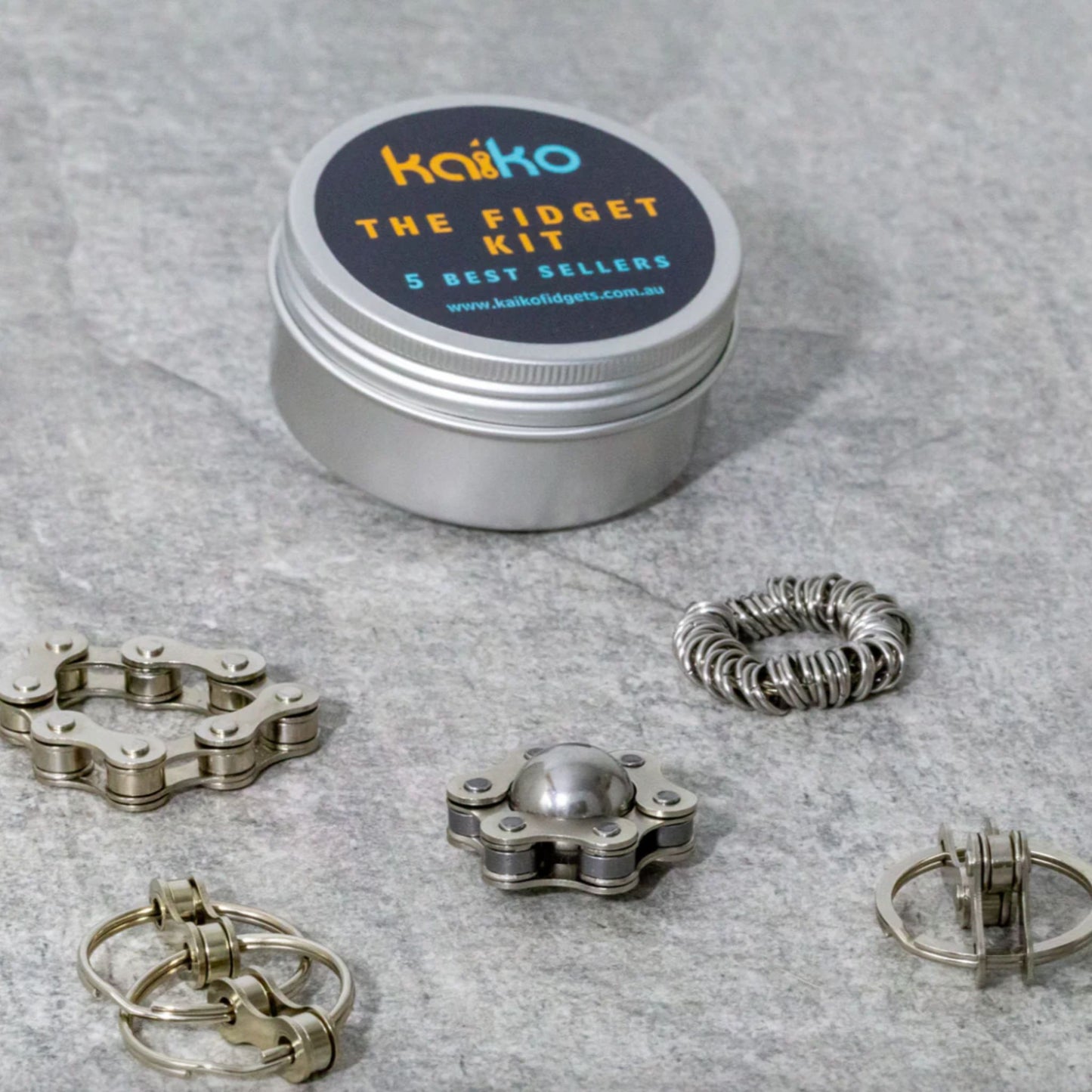 The Fidget Kit by Kaiko with 5 metal fidgets