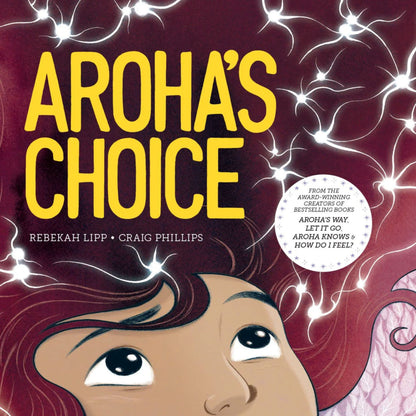 Book cover of 'Aroha's Choice' with a stylized face and dynamic design.