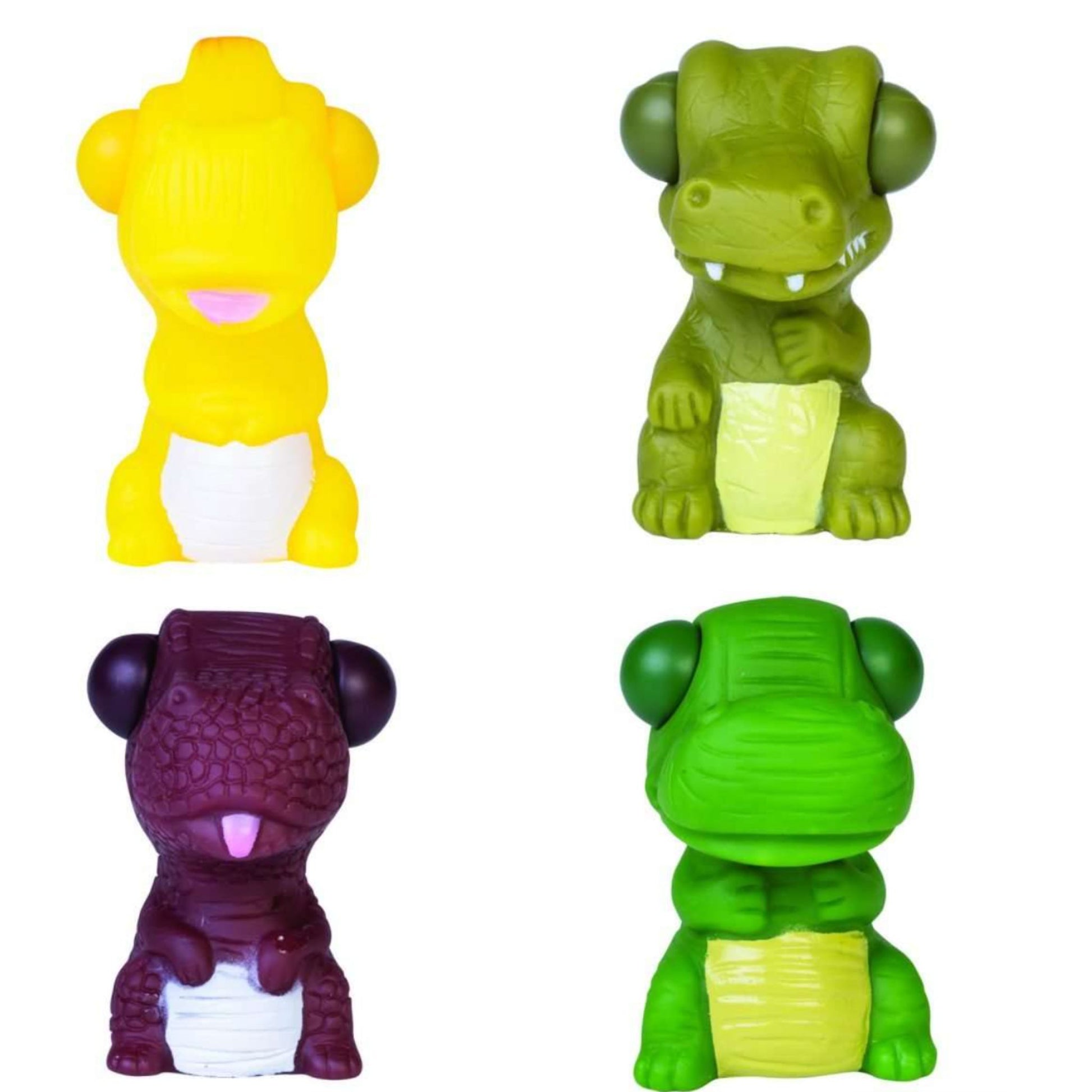 Eye Popping Dino in Yellow, Purple, Bright Green and Khaki