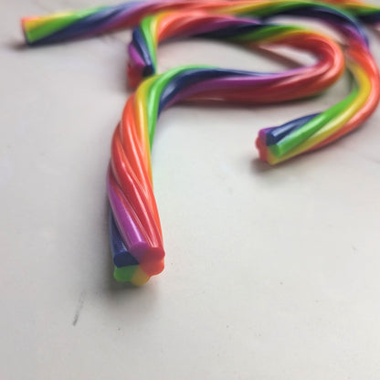Colourful fidget noodle on a white background