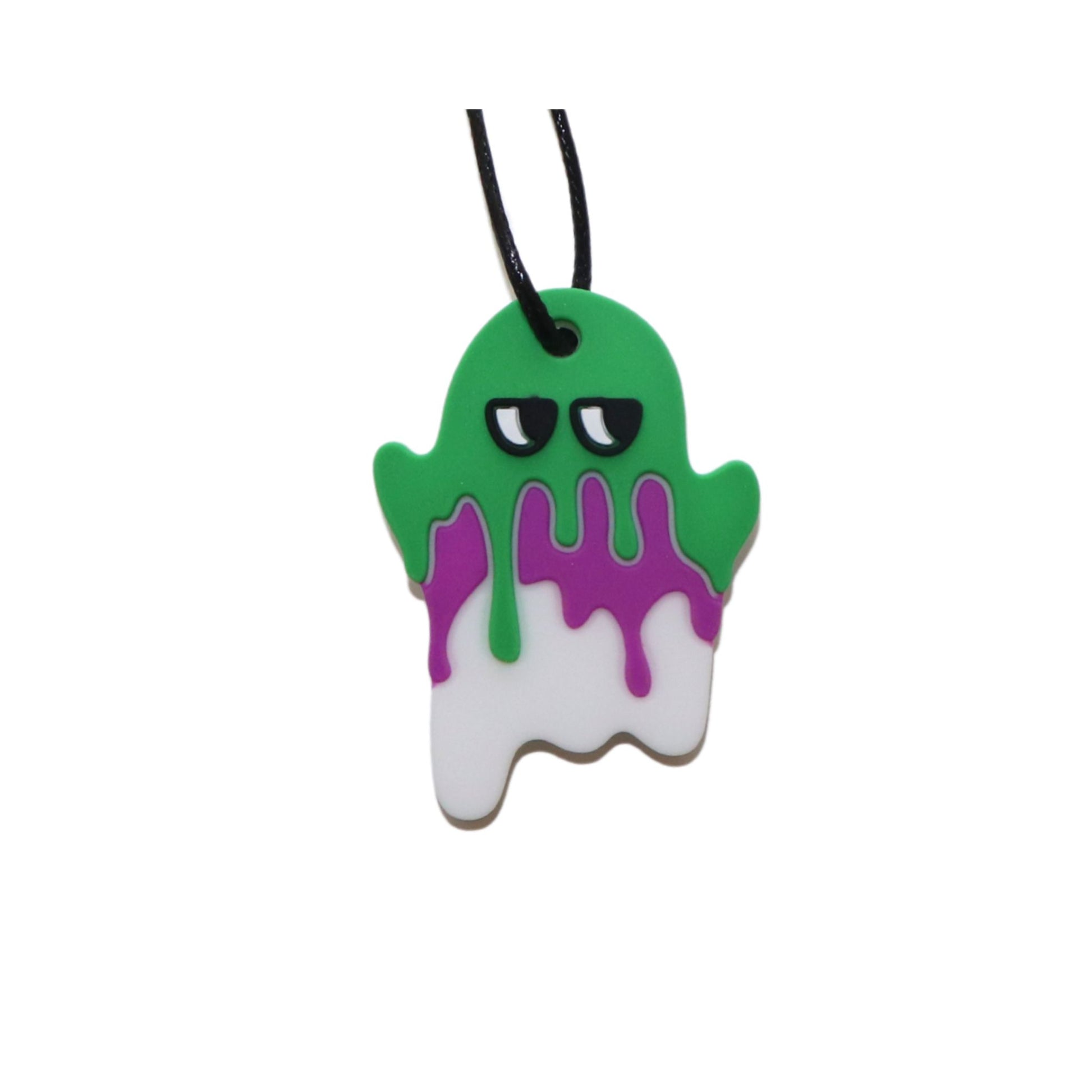 Jellystone Designs Chew Necklace Spooky Ghost in Green & Purple