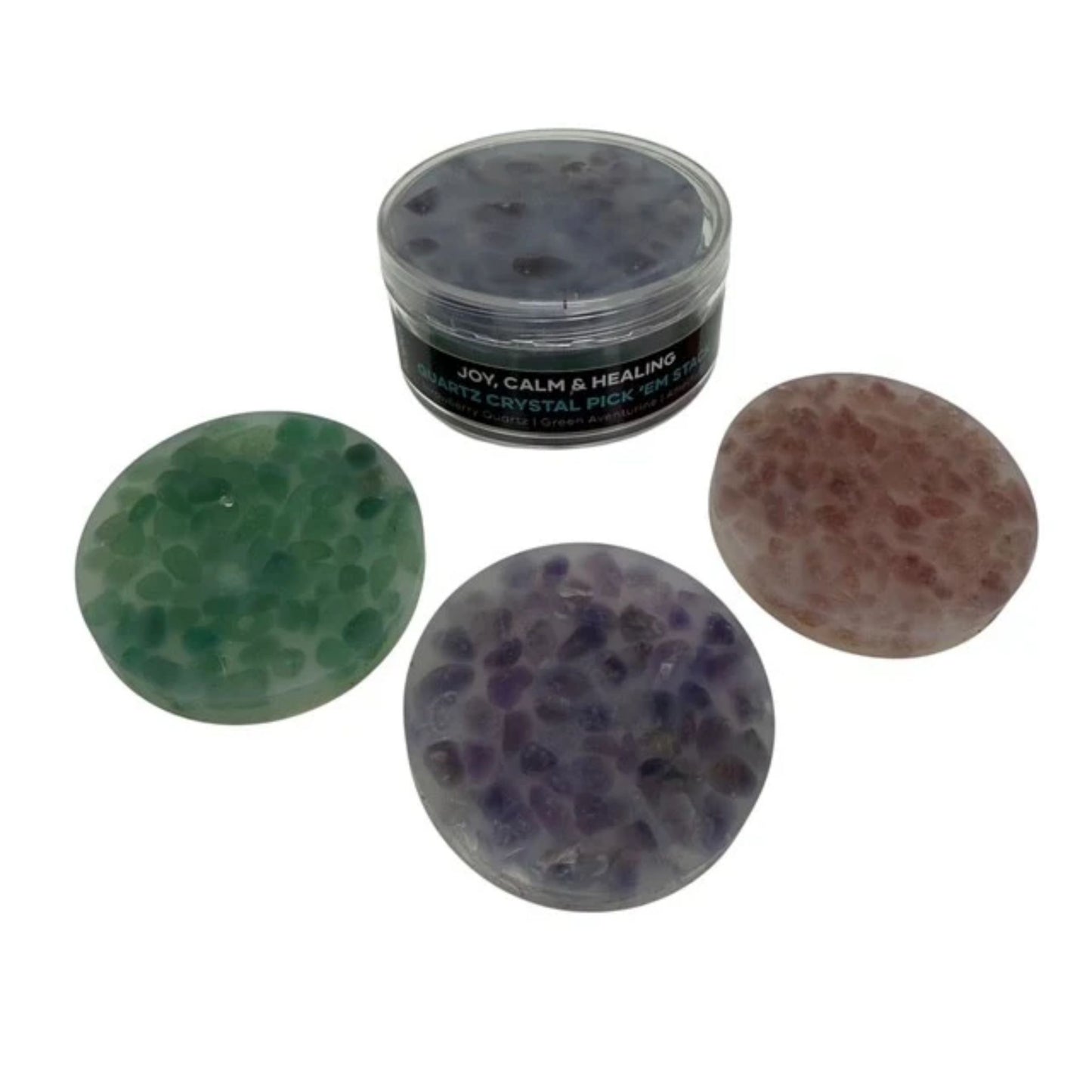 Joy, Calm & Healing Crystal Pick 'Em Stack - 3-Pack - Strawberry Quartz, Green Aventurine & Amethyst