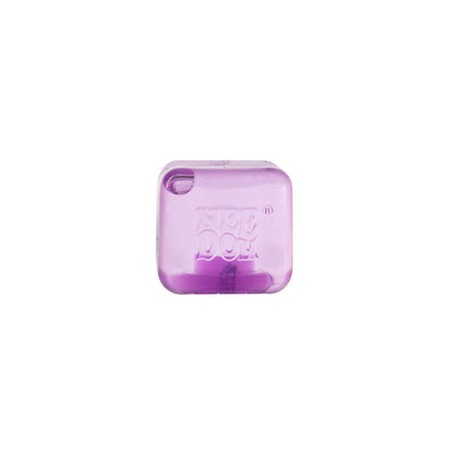 Purple NeeDoh Teenie Nice Ice Baby ice cube squishy stress ball against a white background