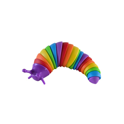 Rainbow Sensory Slug Fidget Toy with purple head