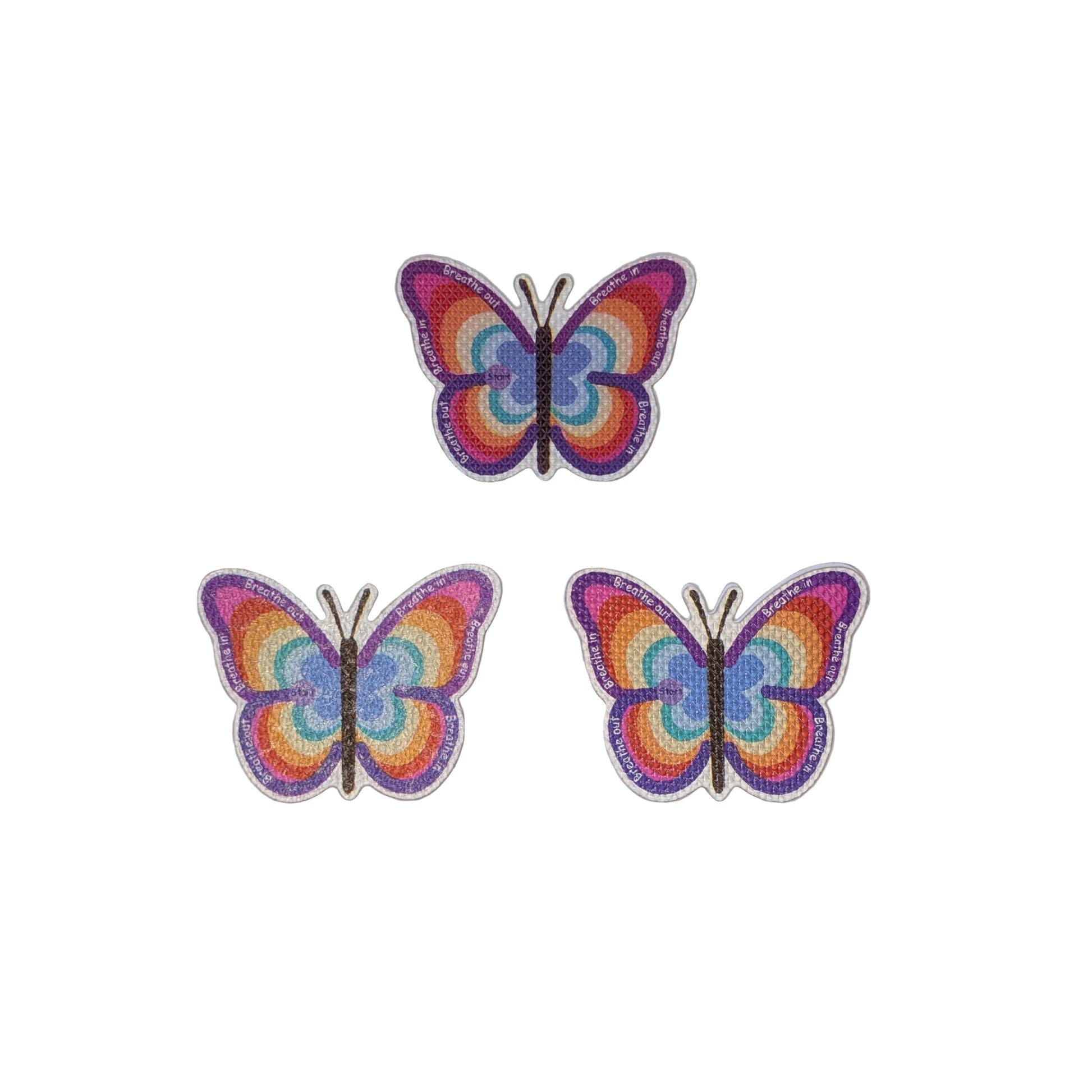 Sensory Stickers 3-pack with Butterlfy design on white background