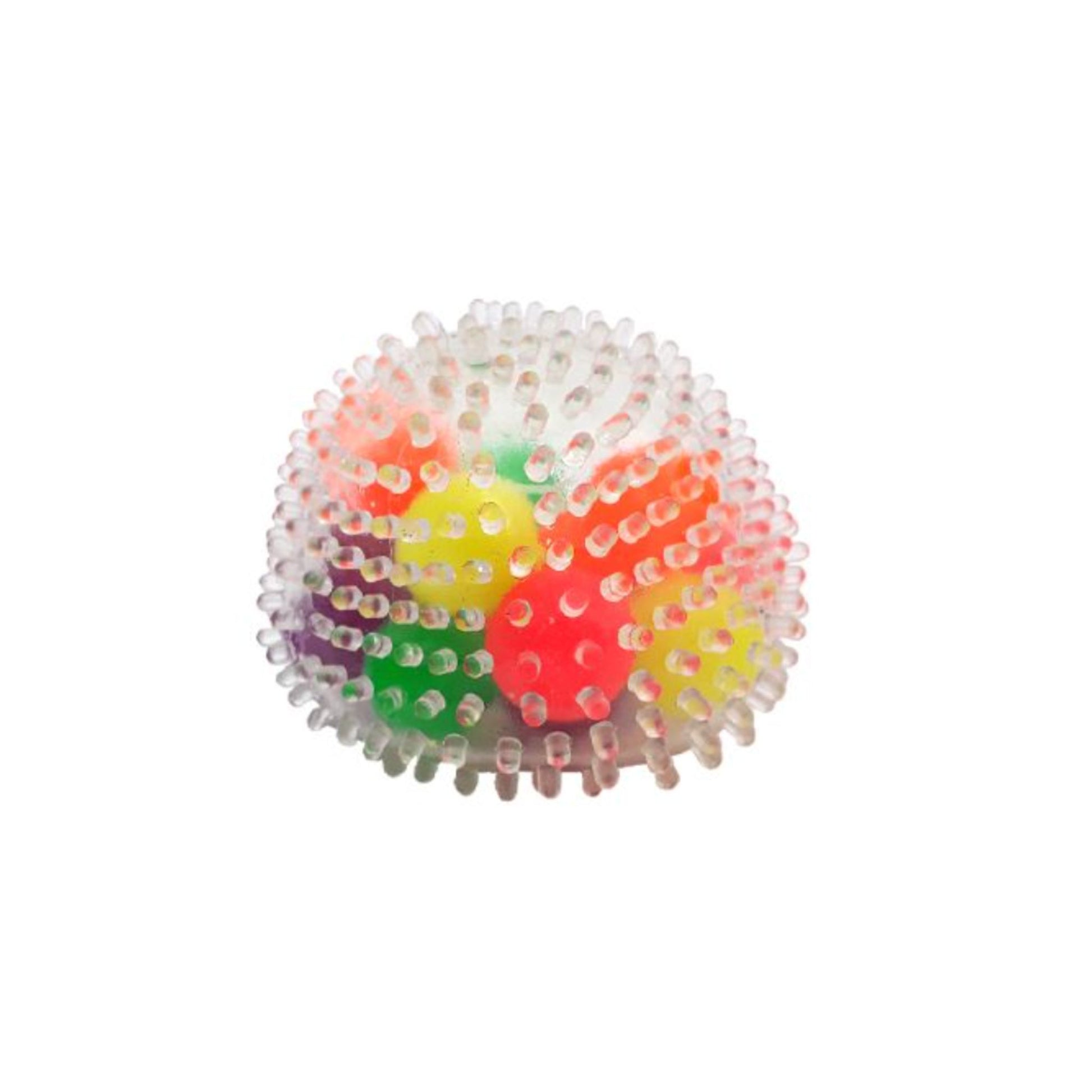 Colourful ball with a textured surface on a white background